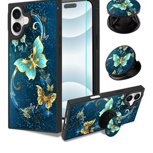 Butterfly Design Phone Case with Stand - Blue